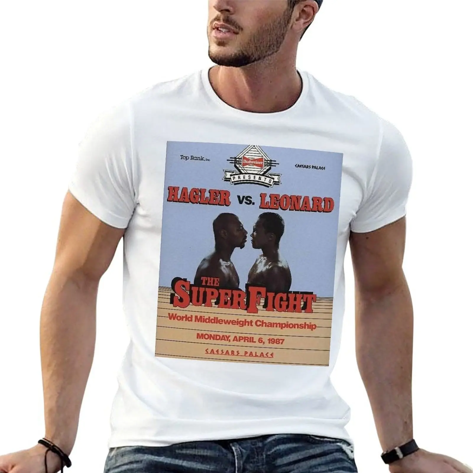 Marvin Hagler vs Sugar Ray Leonard Poster T-Shirt anime t shirts for man man t shirt summer cotton t shirt pack T-shirt