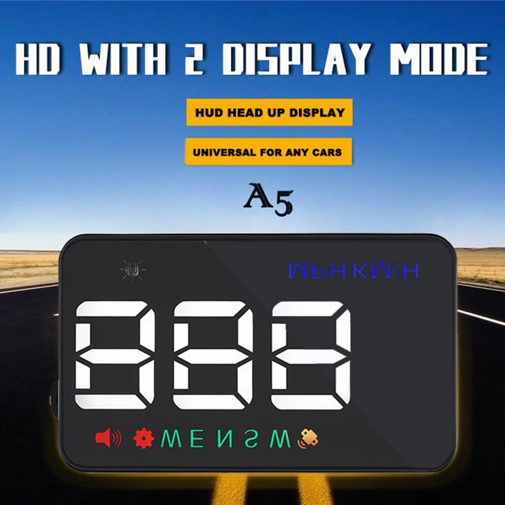 

Universal A5 Digital GPS Speedometer HD Big Screen Head Up Display KMH/MPH Auto Navigation Windshield Projection OverSpeed Alert