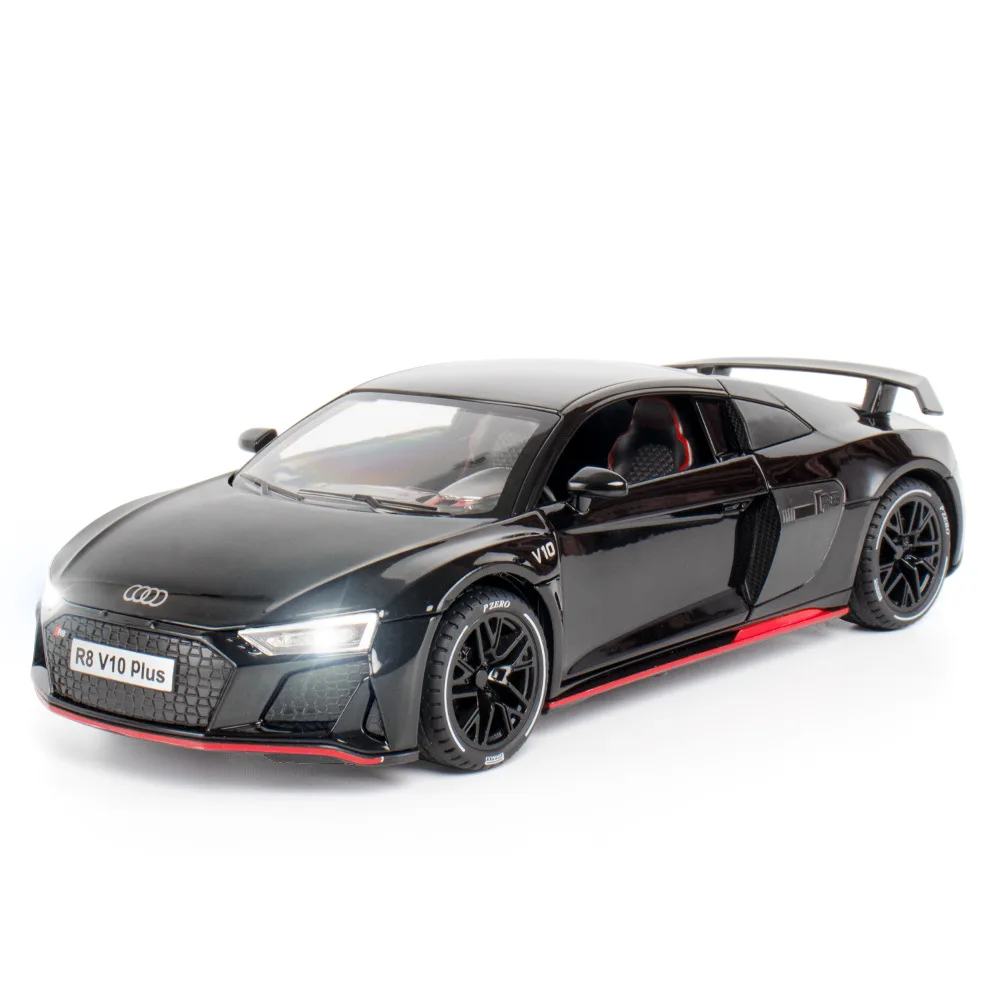 1:24 R8 V10 Plus Alloy Sports Car Model Diecasts Metal Toy Car Model Simulation Sound Light Collection Kids Toys Gifts A405