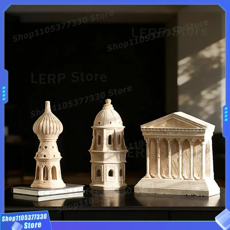 Luxury Yellow Travertine Stone Carving Ornament Creative Home Decor Model Room Soft Furnishing Design Architectural Art Piece