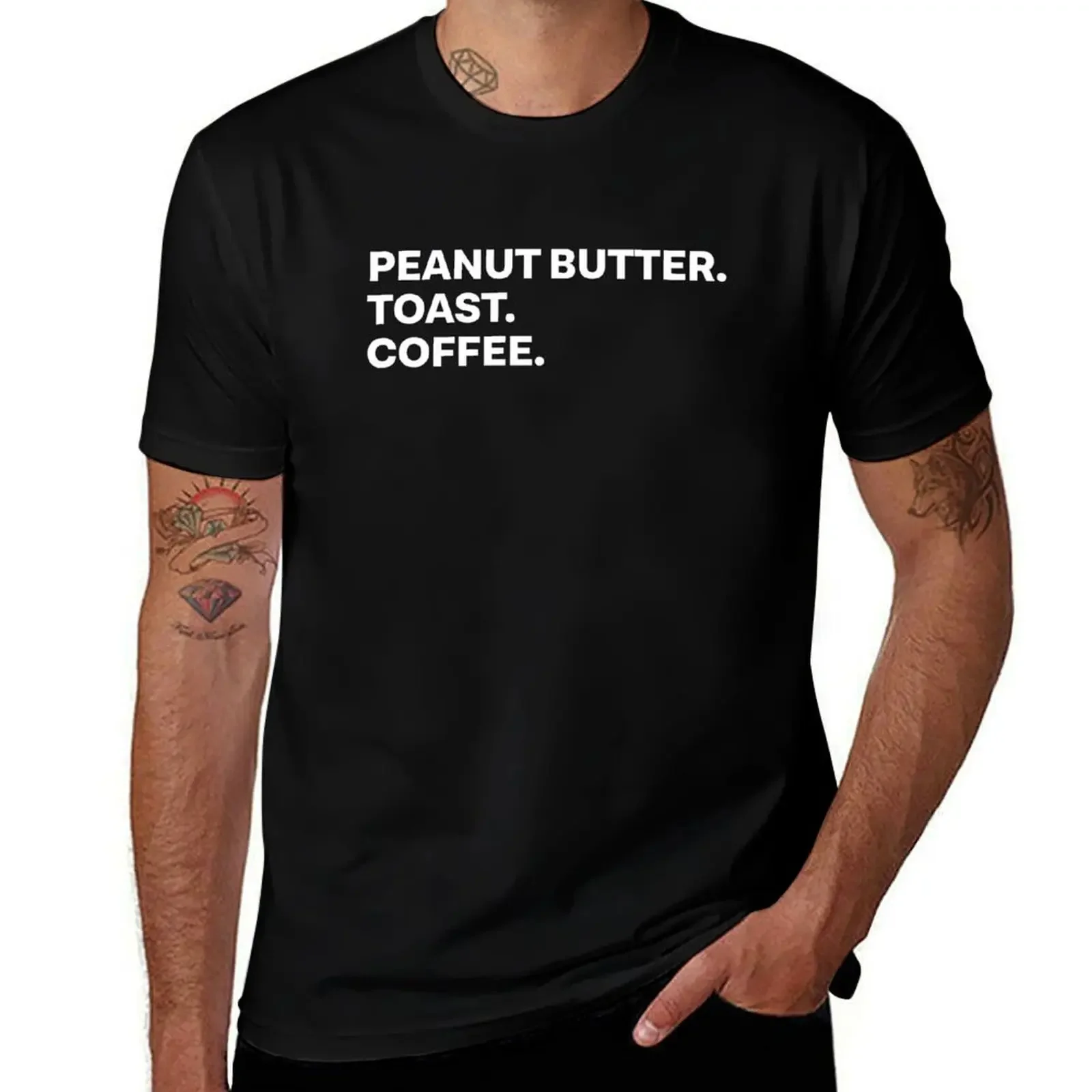 

Peanut Butter Toast Coffee - White T-Shirt cotton man t-shirts oversized t shirt blue lock clothes mens t shirt graphic