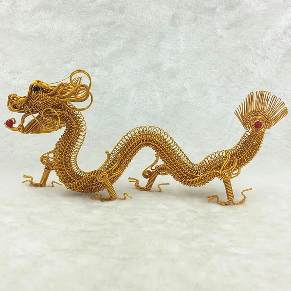 Dragon Ornament Handcrafted Colorful Aluminum Wire Chinese Dragon Figurine Miniature Zodiac Craft Ornament for Car Home Office