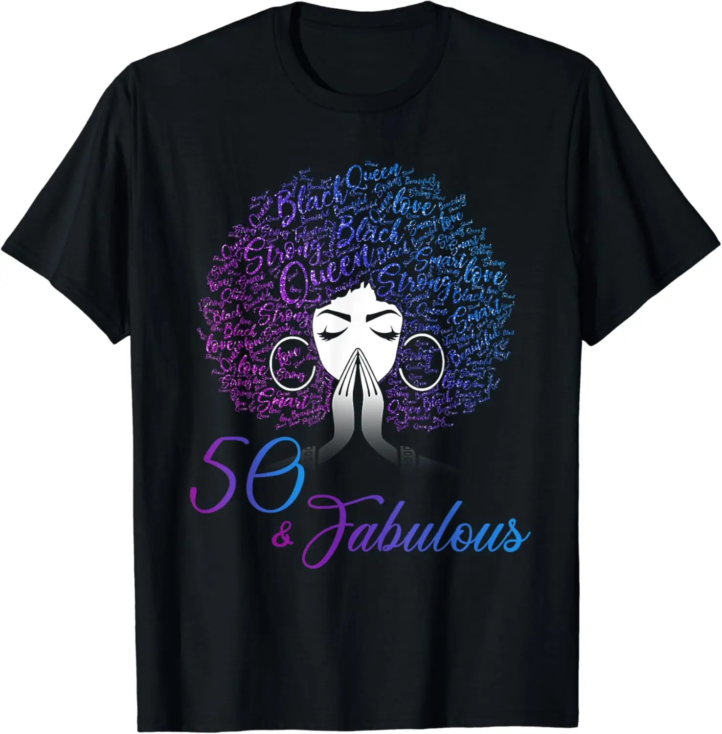 

50 & Fabulous Afro Hair Black Women 50th Birthday Gifts T-Shirt