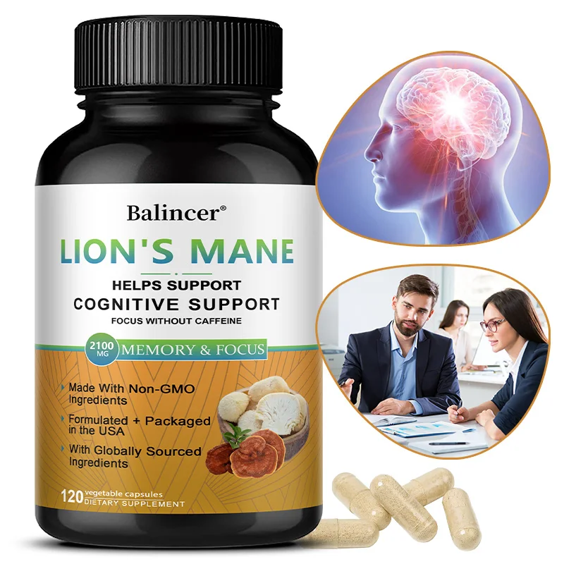 Lion's Mane + Shiitake + Ganoderma Extract, Supports Nervous System, Gut Health, Balances Mood, Increases Cognitive Ability