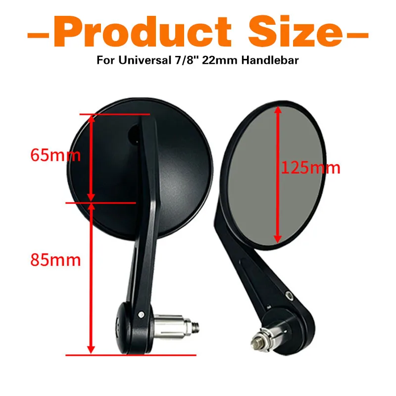 7/8" 22mm Lenkerend-Rückspiegel Motorrad Aluminium Universal Anti-Shake Rückspiegel für MT07 MT09 CB650R NC750X – Detail 4