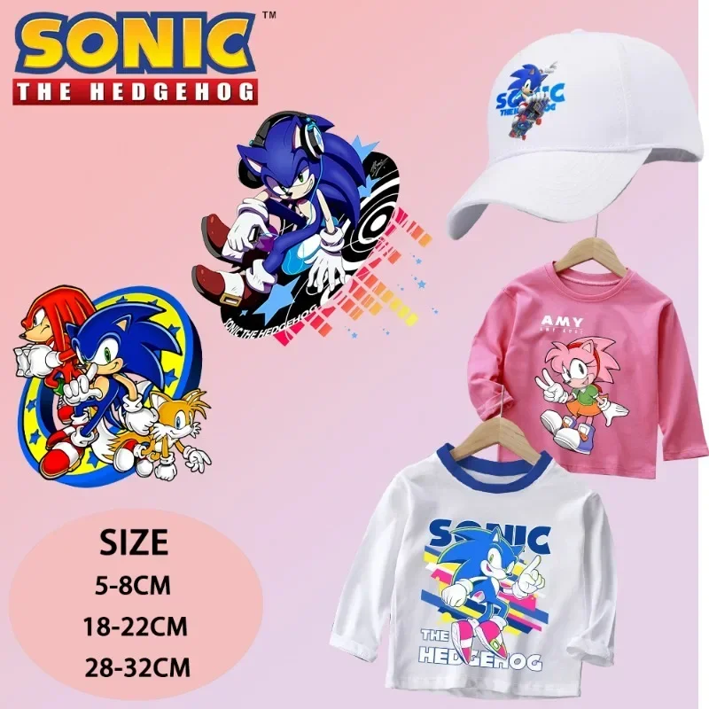 New Sonics Cute Iron on Patches Washable Heat Thermal Transfer Stickers Anime Cartoon Pattern Home DIY Clothes Hats Party Gifts