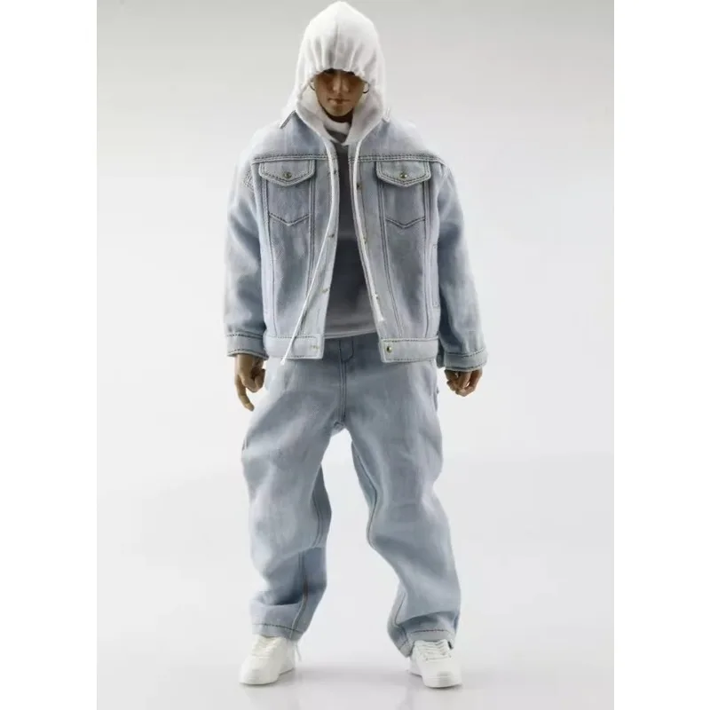 1/6 Scale Male Soldier Fashion Denim Top Coat Jacket Loose Jeans Pants Clothes Model for 12" Action Figures Strong Muscle Body