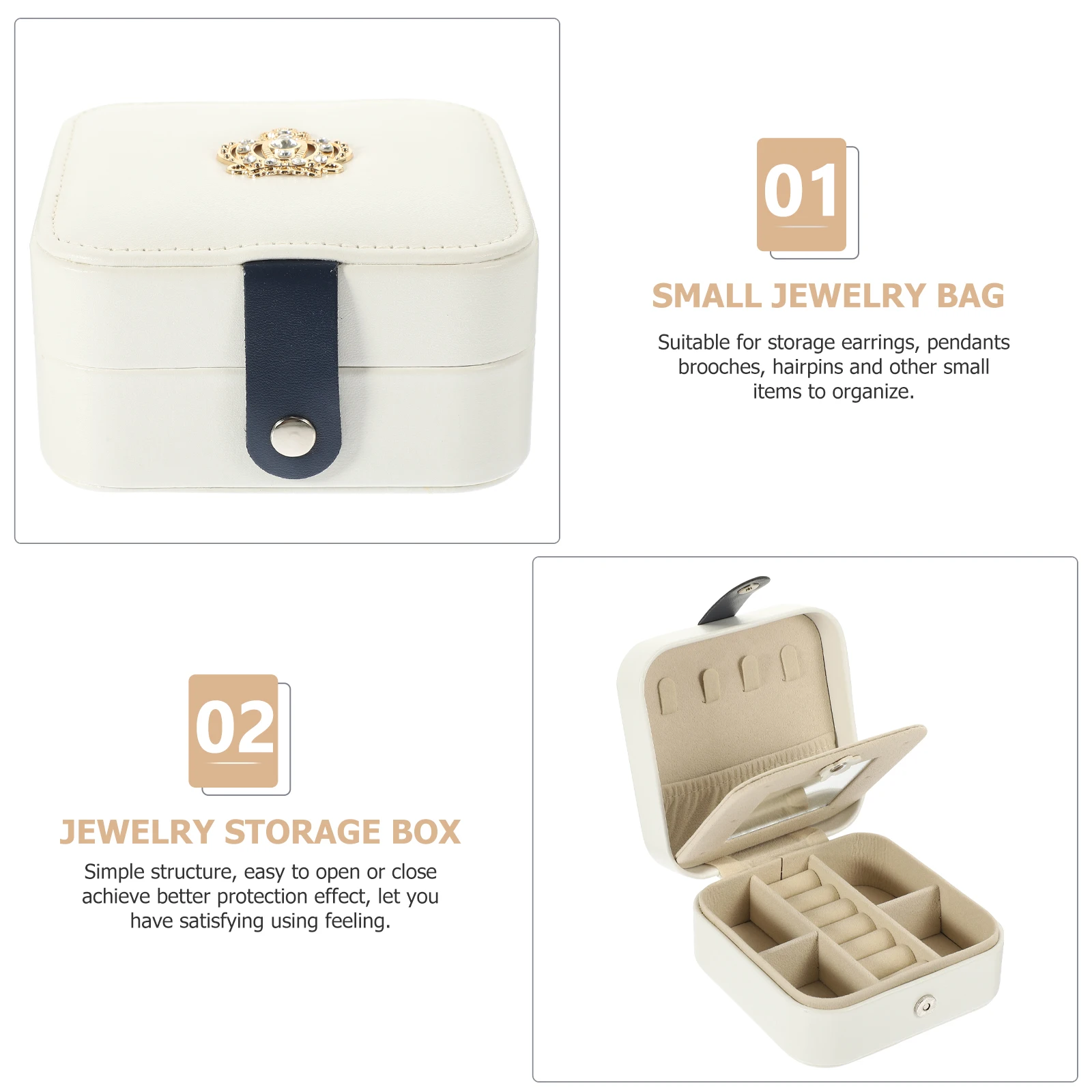 

Travel Jewelry Box Pink Crown Small Necklace Storage Case for Earrings Brooches Hairpins Organizer Home Decor Gift Idea