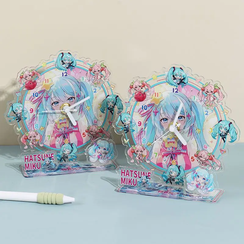 Hatsune Miku Anime Orologio acrilico periferico Ornamenti creativi personalizzati Cartoon Acrilico Figura umana Stand Regalo di compleanno