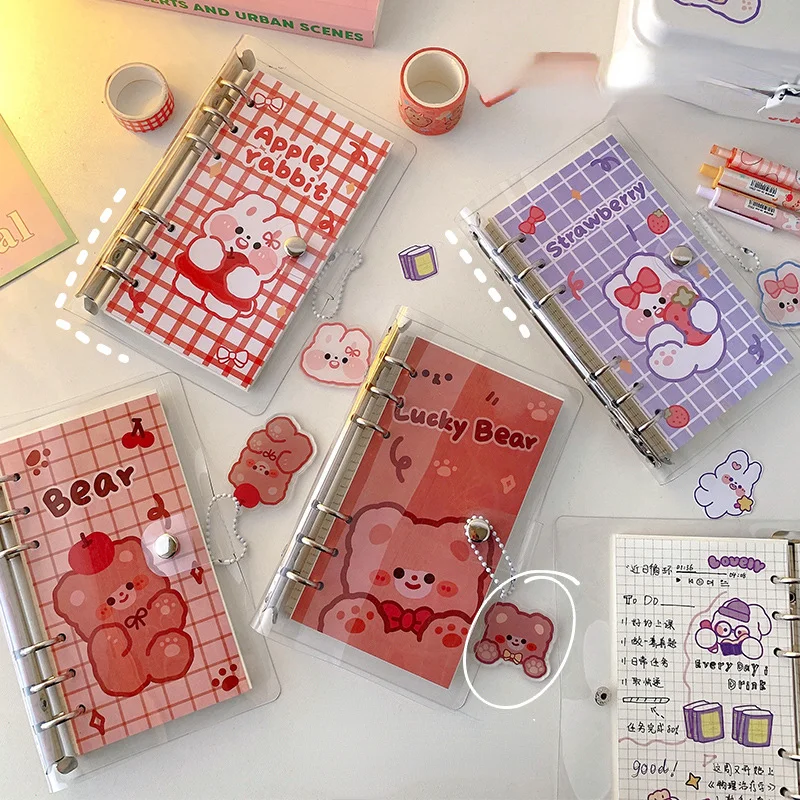 

Kawaii Rabbit A6 Binder Transparent Notebook Agenda Set Weekly Monthly Plan Journal Diary Notebook Papeleria Korea Stationery