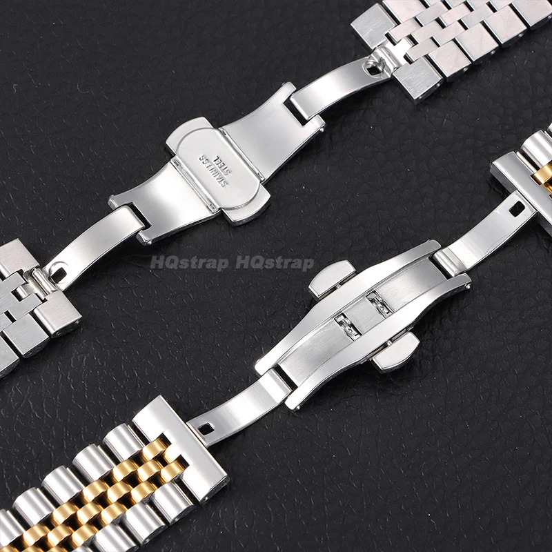 12mm 13mm 14mm 16mm 17mm 18mm 19mm 20mm 21mm 22mm Stainless Steel Watch Band Flat Curved End Metal Strap Folding Buckle Bracelet