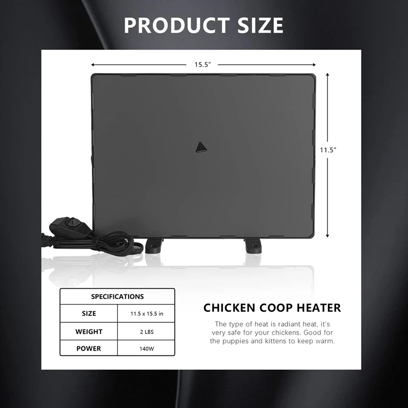 Enhanced Chicken Coop Heater Chicken Heater Chicken Heat Coop Heater Heating Panel For Chicken US Plug Durable Easy Install