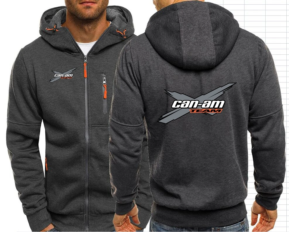 Can Am Off Road Brp Atv Commander Utv Outlander Men\'s Jackets Hooded Coats Casual Zipper Sweatshirts Male Men Clothing Outerwear