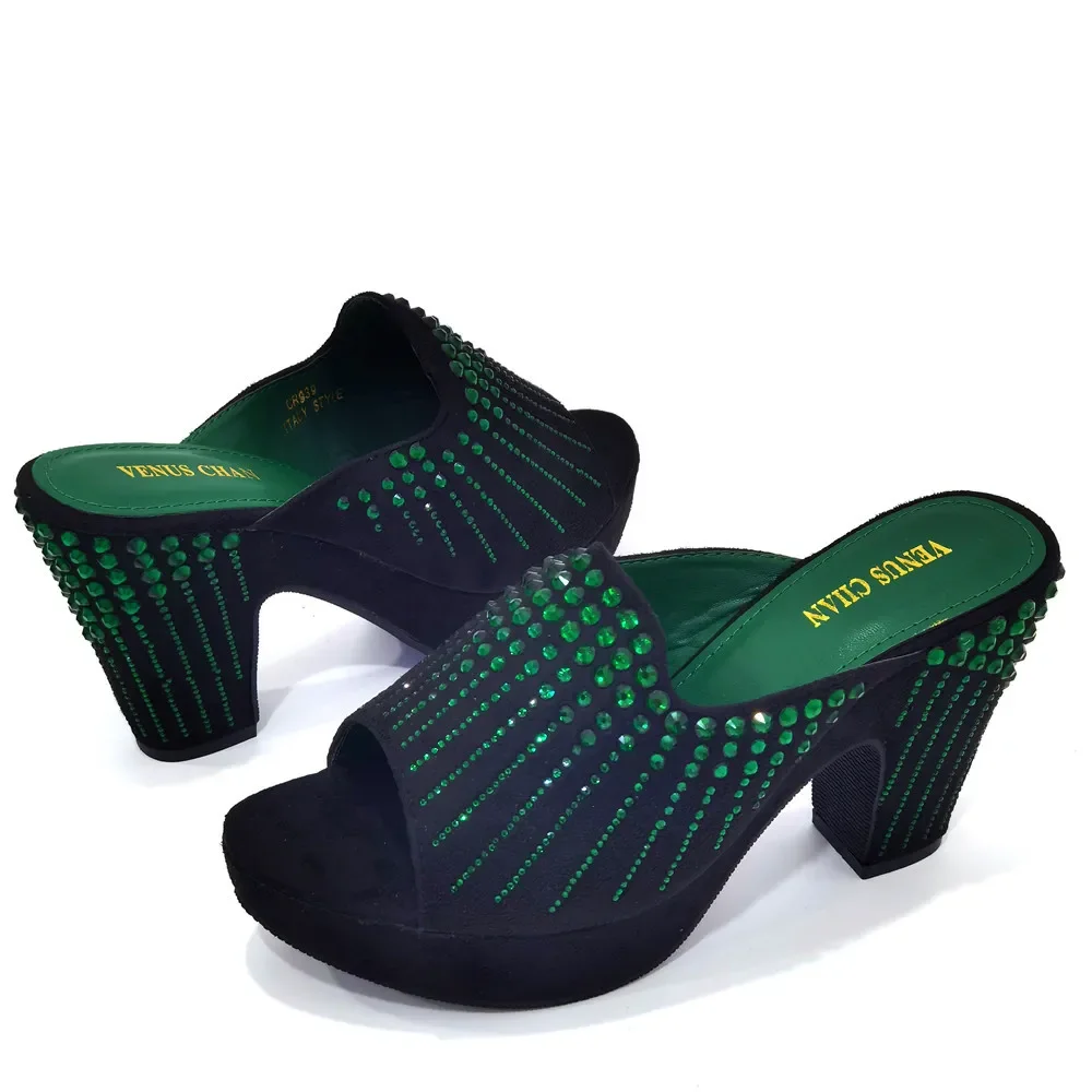 Arrival Rhinestone Women Wedding Shoes Nigerian Women Party Pumps Italian Eleagnt Luxery Shoes Women Ladies Slippers