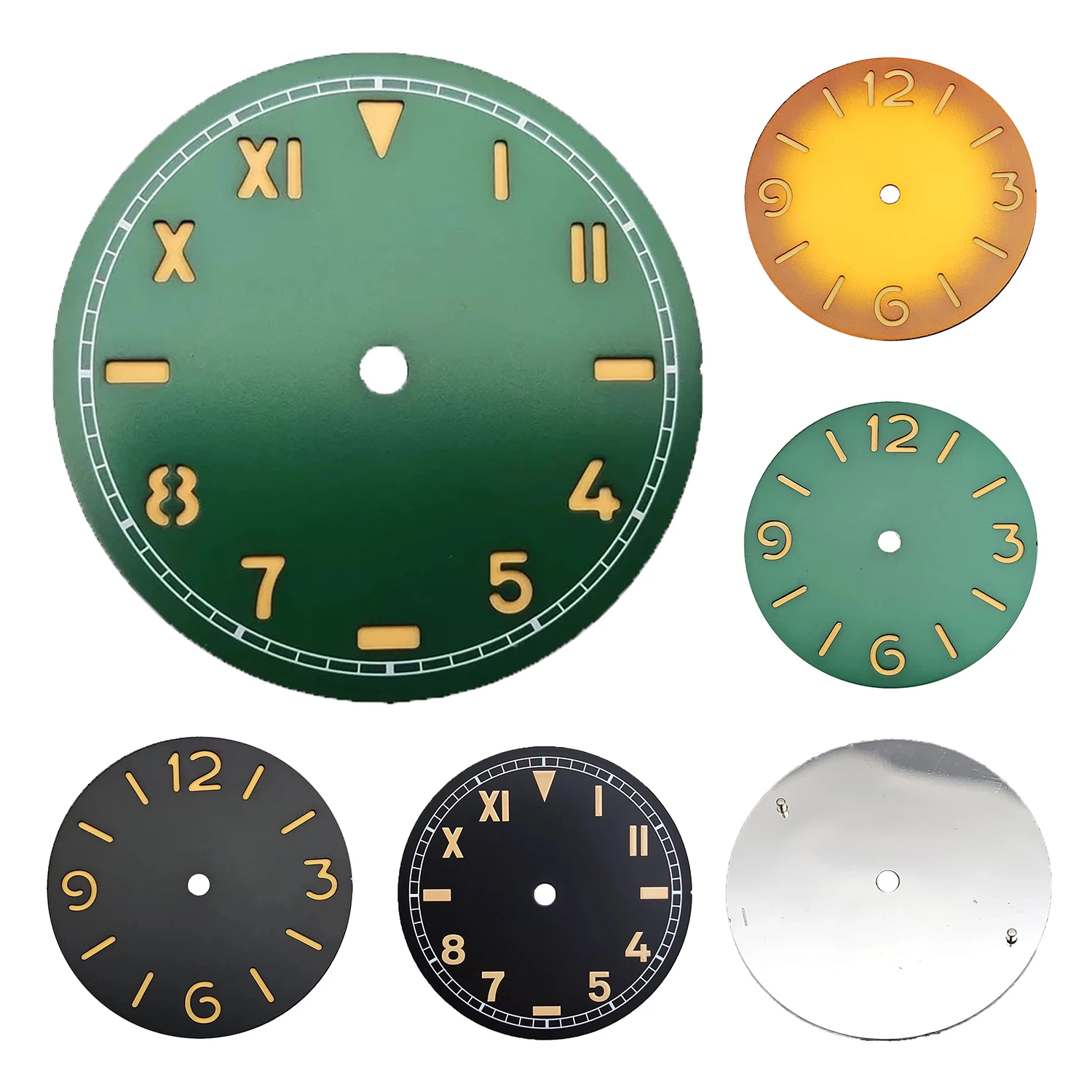 Custom LOGO 37mm ST3600 Watch Dial Green Luminous Sterile Watch Face Wristwatch Plate For ETA 6497 6498 Watch Automatic Movement