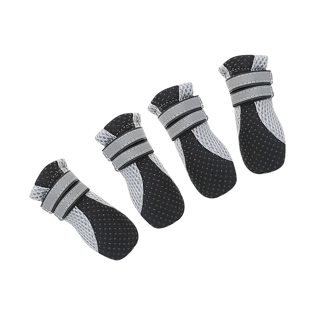 

4pcs Waterproof Waterproof Dog Boots Shoes Non-slip Rubber Sole Diving Material Breathable Mesh Luminous Reflective Pet Boots
