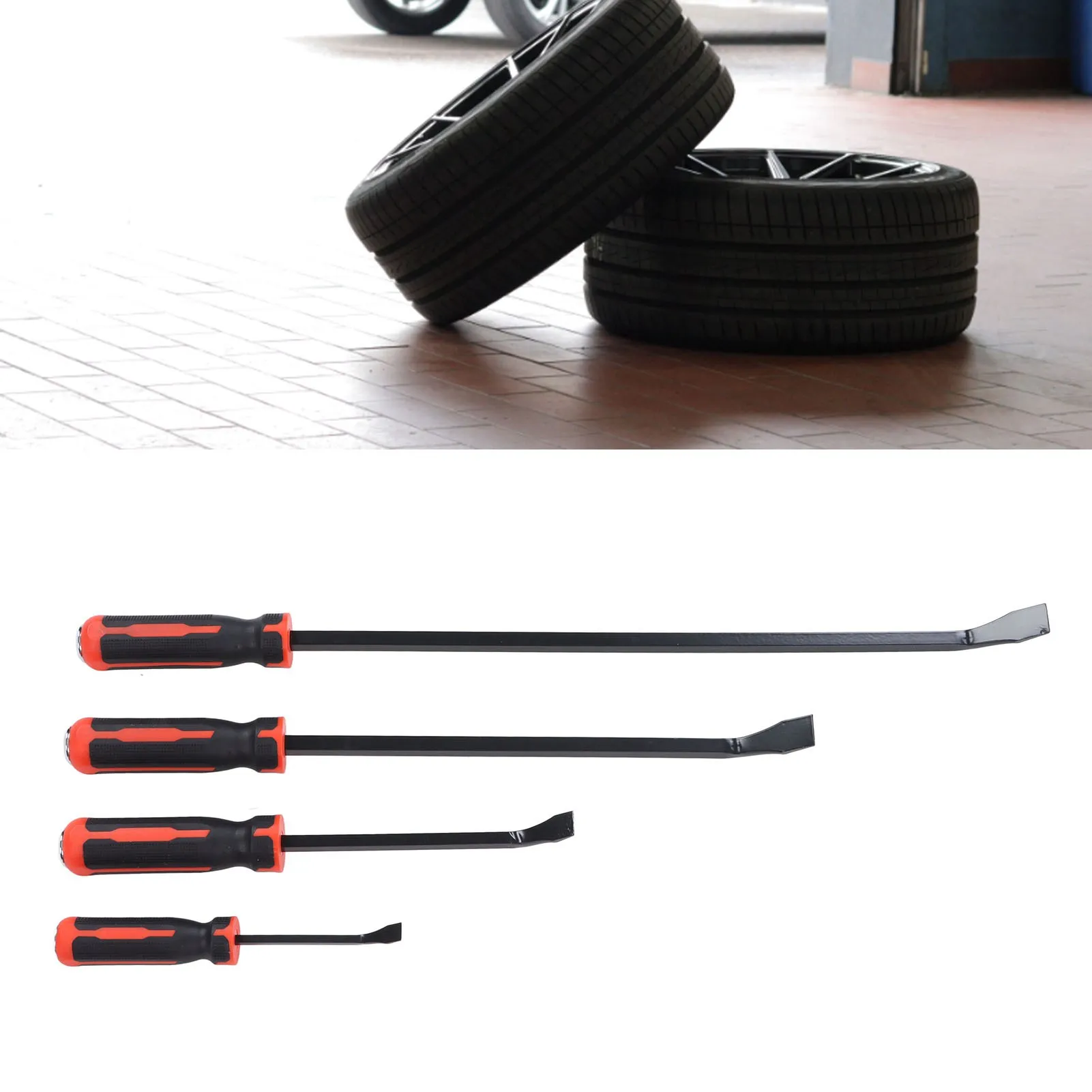 

Pry Bar Set Angled Tip Pry Bar Set 8in 12in 18in 24in 60HRC Reinforced 30° Curved Car Tire Repair Pry Bar Kit Car Tire Pry Bar