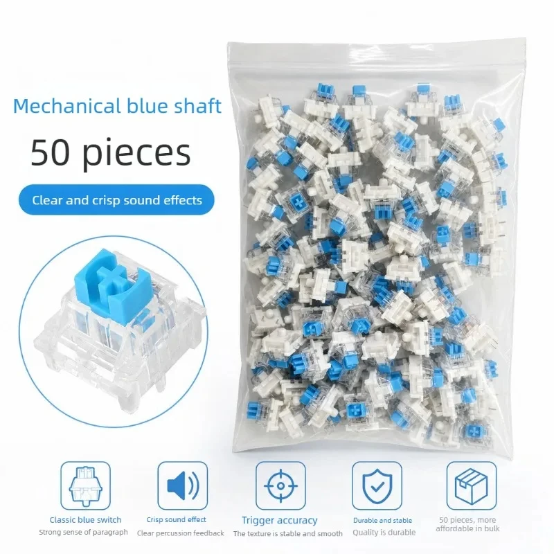 50PCS Keyboard Clicker for 3D Print Crisp Click Dustproof, 3-Pin Blue Mechanical Keyboard Switches for 3D Printed Clicker Fidget