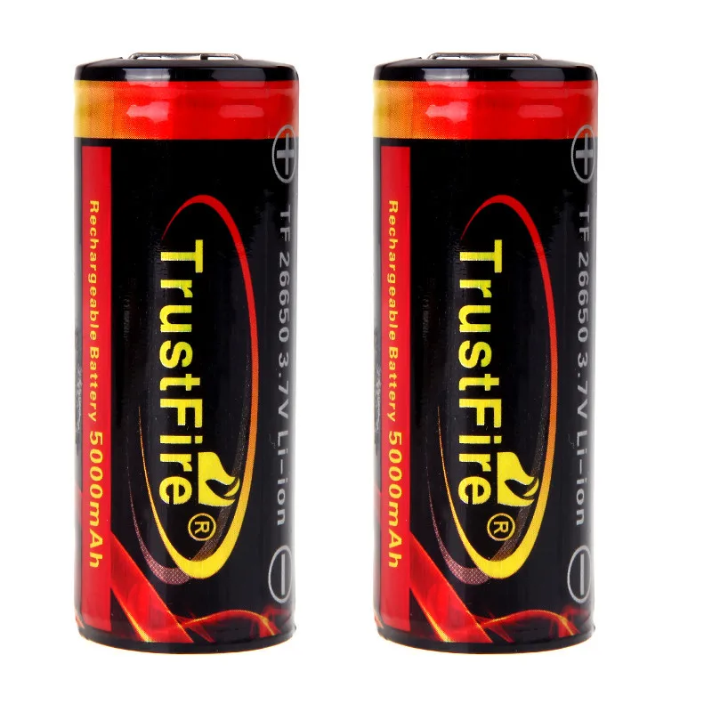 100% Original TrustFire 26650 3.7V 5000Mah Rechargeable Lithium Battery With PCB Protected Board for LED Flashlight