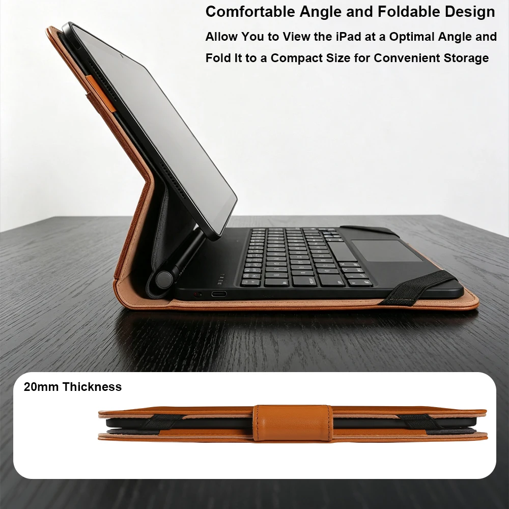 Leather Keyboard Case For iPad Air 13 11 4 5 Pro 13 11 Pro13 Pro11 Air13 Air11 2024 2025 Multifunctional Protective Cover Shell