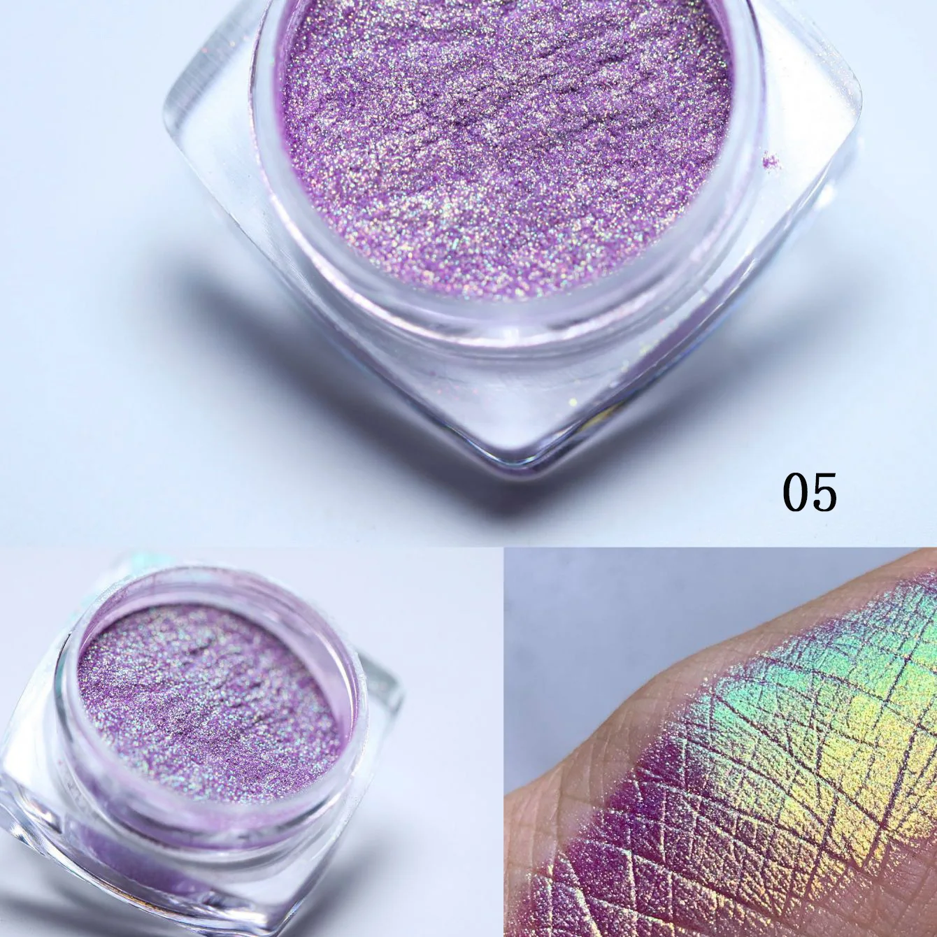 6Colors Aurora Chameleon Chrome Nail Powder Sparkly Neon Polarization AB Color Holographic Effect Nail Pigment Eye Shadow #1Jar