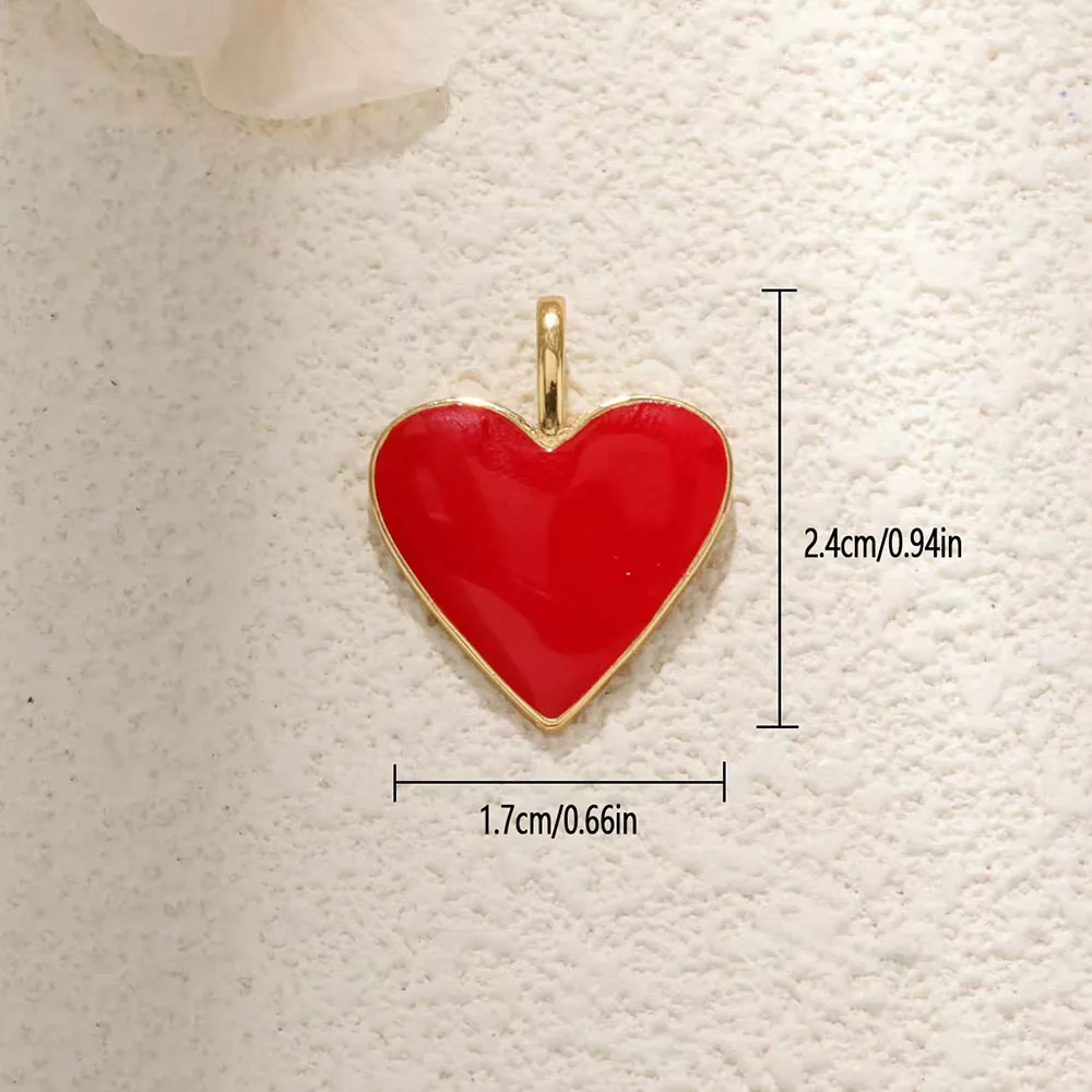 1PC Copper-Red Drip Oil Heart Shaped Coral DIY Jewelry Accessory Necklace Bracelet Pendant Accessories