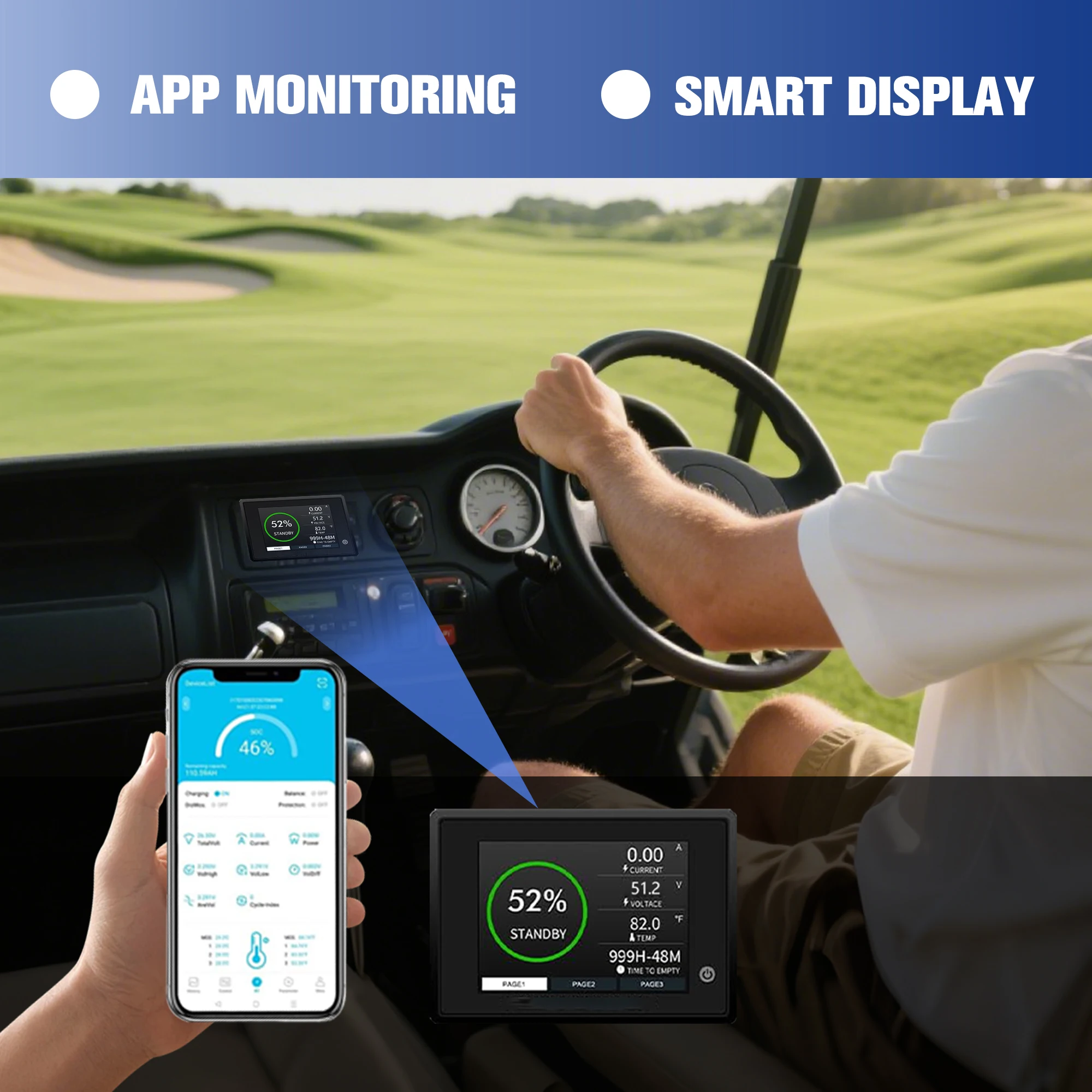 48 فولت 105Ah عربة جولف LiFePO4 بطارية ليثيوم مع شاحن 25A 200A BMS 6000 + دورة عميقة لنادي السيارات السابقة تيمبو فصاعدًا