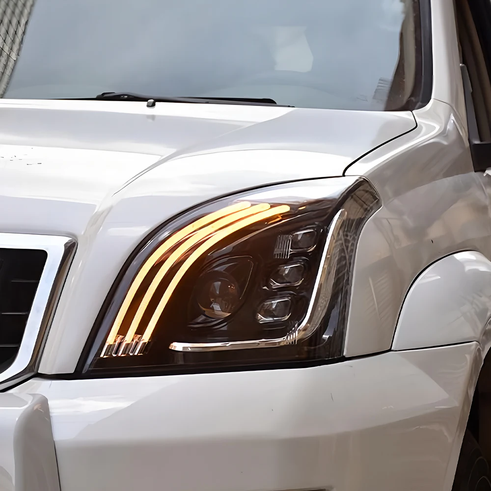 For Maybach Design LED Auto Headlights Assembly for Toyota Prado 2004-2009 Dynamic Signal Lamp 6500K 100W Power Car Light Upgrad 4
