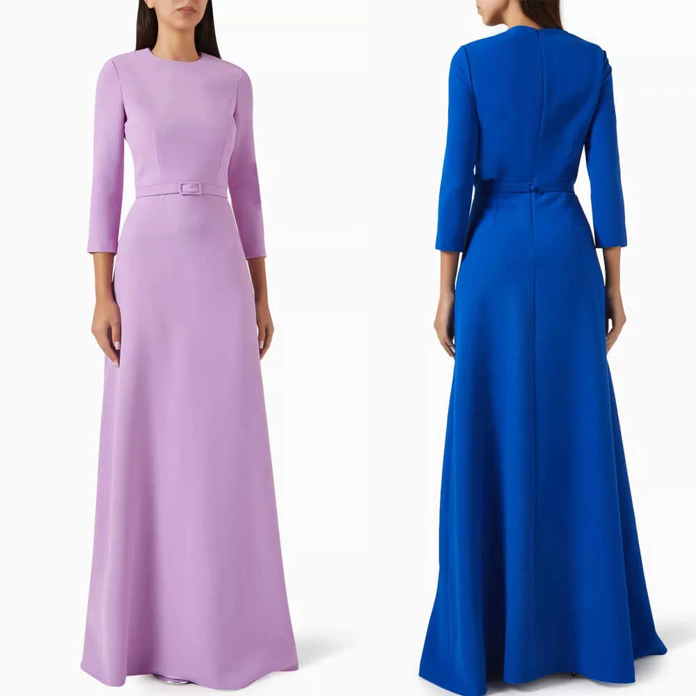 

Customized Elegant A-Line Three-quarters Sleeve Dress Evening Dresses Formal Exquisite High Quality Prom Party Gowns for Women