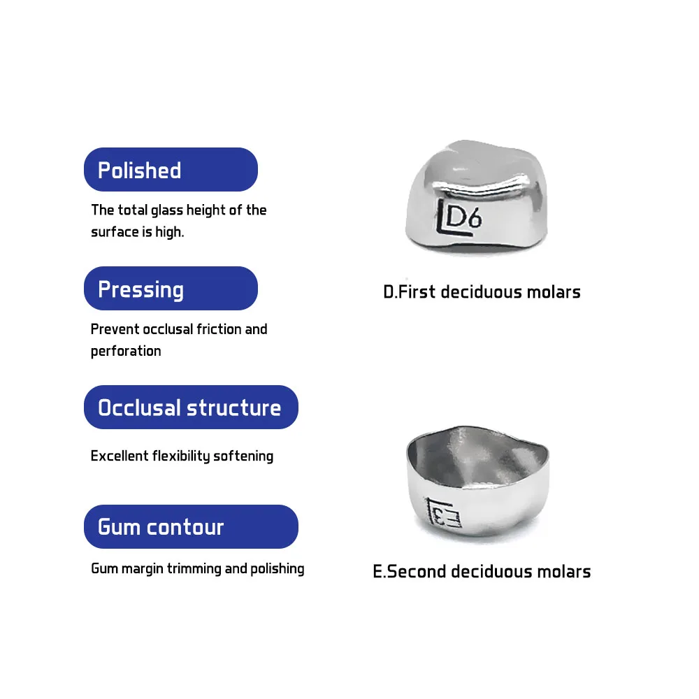 

48 шт./компл. стоматологические детские короны из нержавеющей стали, молярная зубная корона для детей, предварительно сформированная металлическая корона, стоматологические ортодонтические материалы