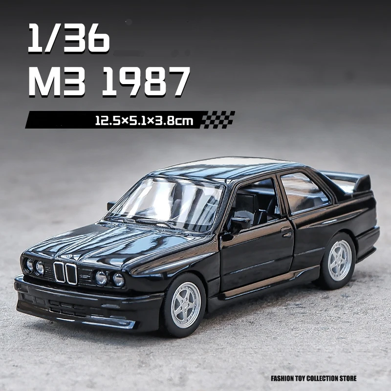 1:36 M3 1987 Diecast Alloy Car Model Metal Pull Back Simulation Car Toy Sports Car Ornament With To Open The Door For Kids Gift