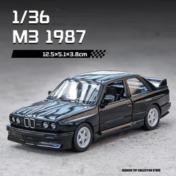 1:36 M3 1987 Diecast Alloy Car Model Metal Pull Back Simulation Car Toy Sports Car Ornament With To Open The Door For Kids Gift