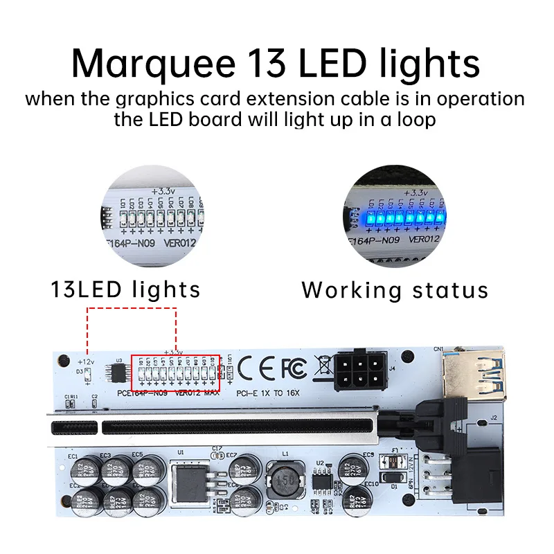 PCIE 라이저 PCI 익스프레스 X16 USB 3.0 익스프레스 케이블, VER012MAX GPU 라이저, 비디오 카드 라이저, PCI-E, BTC 마이닝, 6 개