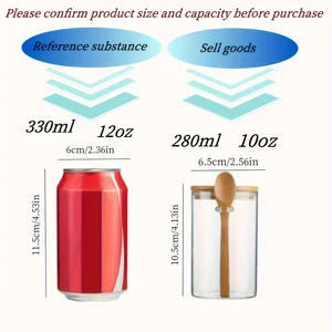 280ml candy bottle, cookie bottle, glass storage bottle with sealed lid and bamboo spoon - 10oz -transparent glass bulk food storage bottle 12 Main Sales Glass Bomboniere - №6