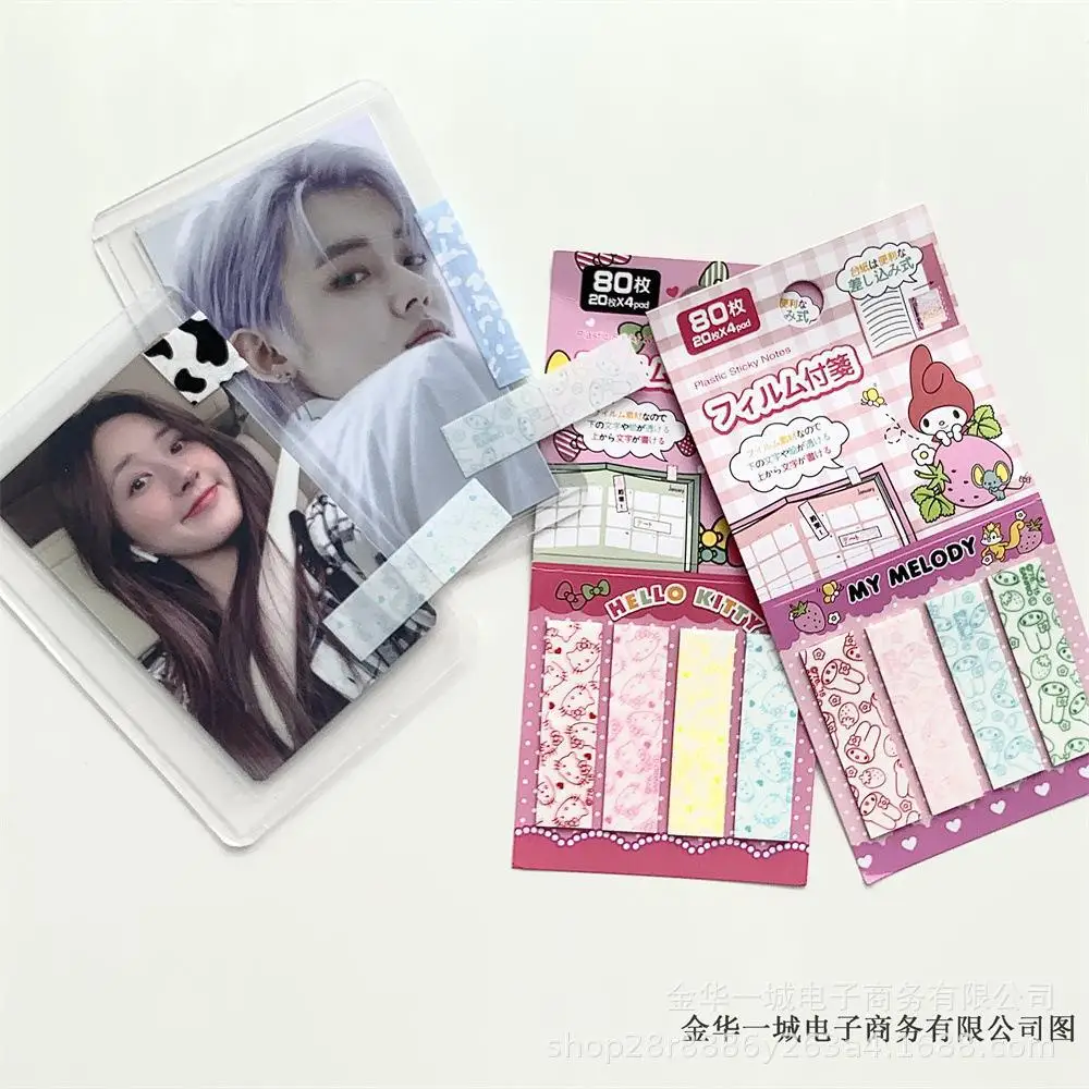 Kawaii Sanrio Hello Kitty Melody Index Sticker Anime Rectangular Sticky Note Sticker Tag Sticker Students Stationery