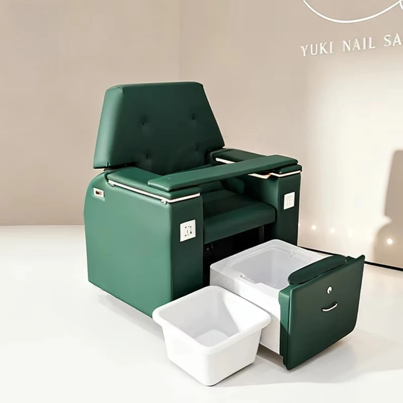 Eyelash Extension and Nail Pedicure Chair Electric Massage Foot Bath Chair Reclining Pipeless Foot Basin