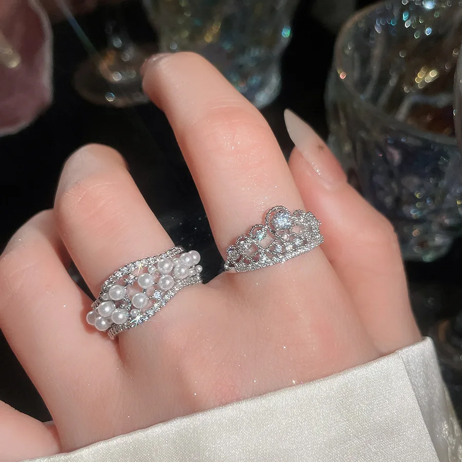 Neuer Vintage Zirkon Hohlperlen Offener Ring Nischen-High-End-Ring Sanfte Ausstrahlung Modeschmuck Paarringe für Herren Luxus – Detail 21