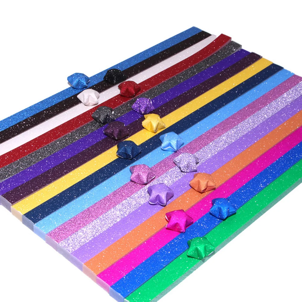 

18Pack Rainbow Glitter Star Folding Paper Mixed Colors Perfect DIY Crafts for Teachers Schools Colorful Star Making Paper