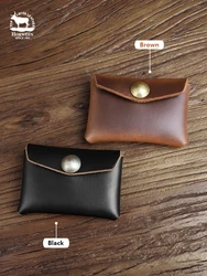 Handmade Card Wallet Horween US CXL Credit Card Holder Card Slot Pouch Coin Purse Retro Genuine Leather Small Wallet For Men