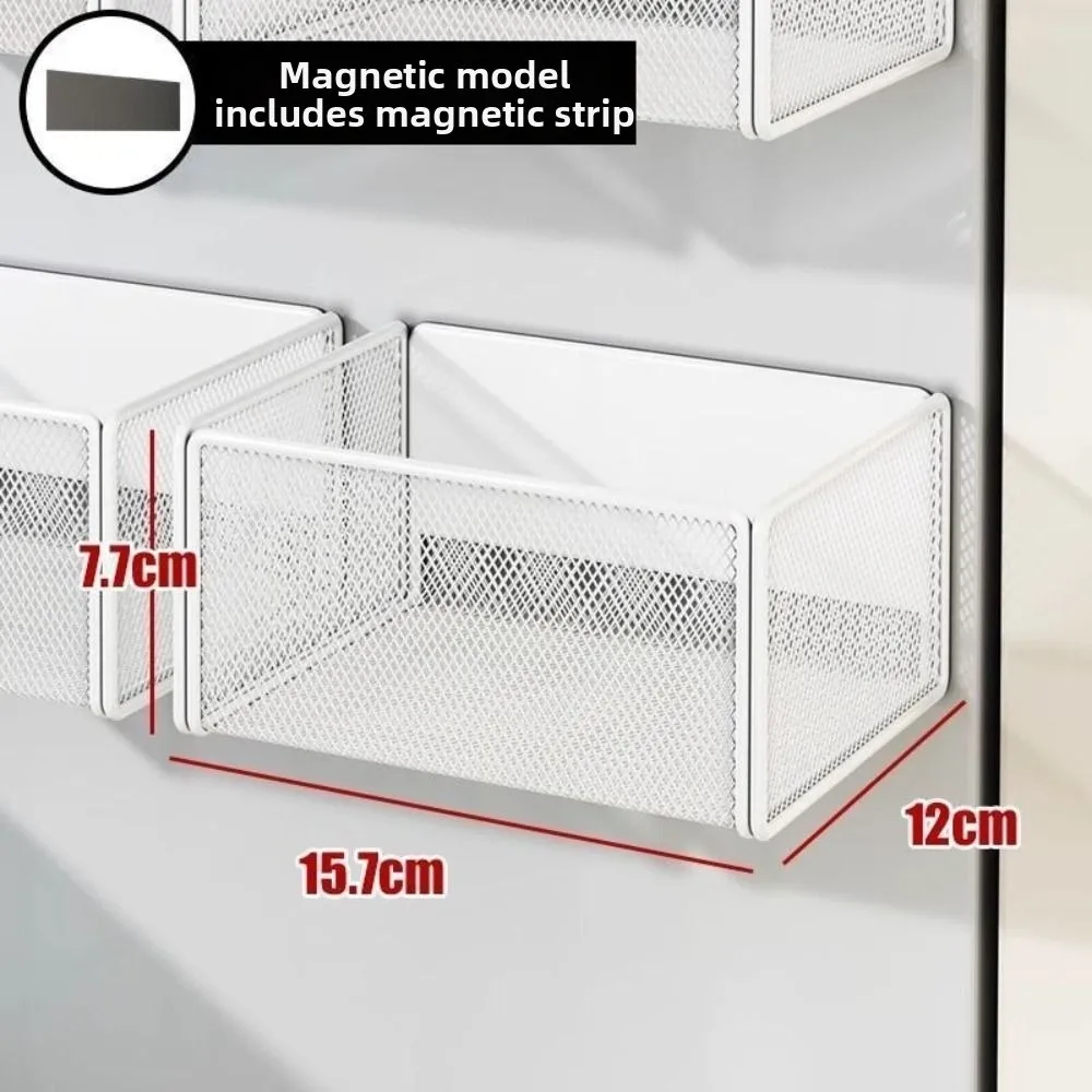 Neuer Metall-Magnetkorb-Organizer, platzsparende Aufbewahrungsbox für den Haushalt, Kühlschrankregal mit großer Kapazität – Detail 3