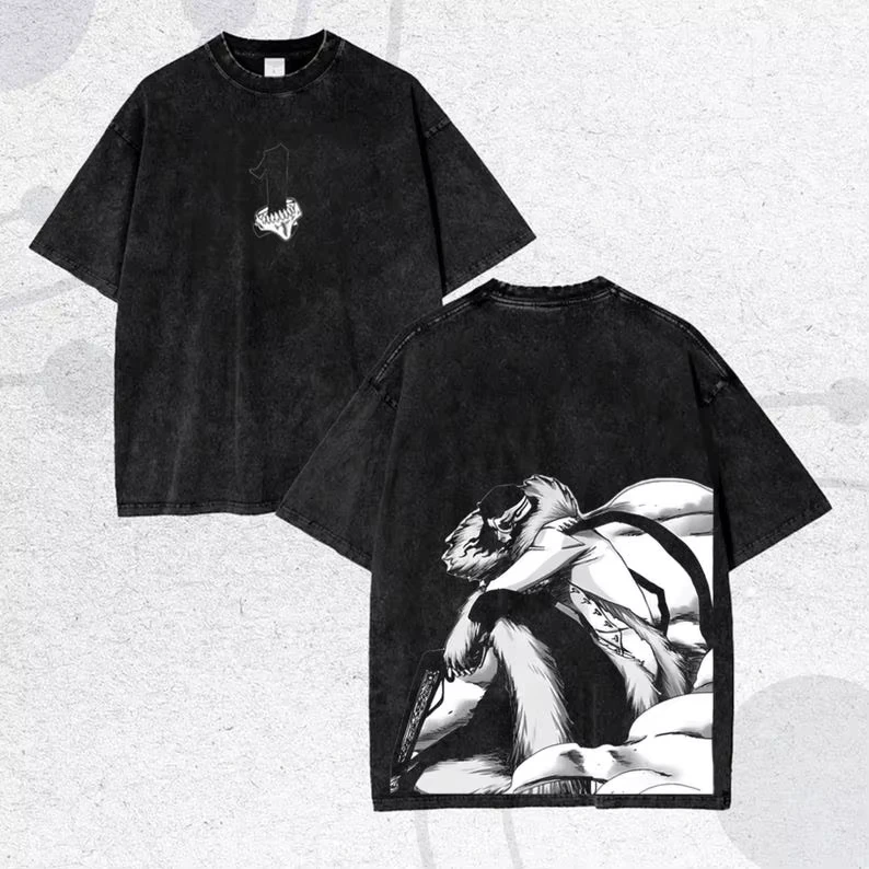 BLEACH Ichigo Kurosaki T-shirt, Vintage Washed, Hollow Mask Graphic, Harajuku Washed T-shirt Men Women Clothing Oversized Unisex