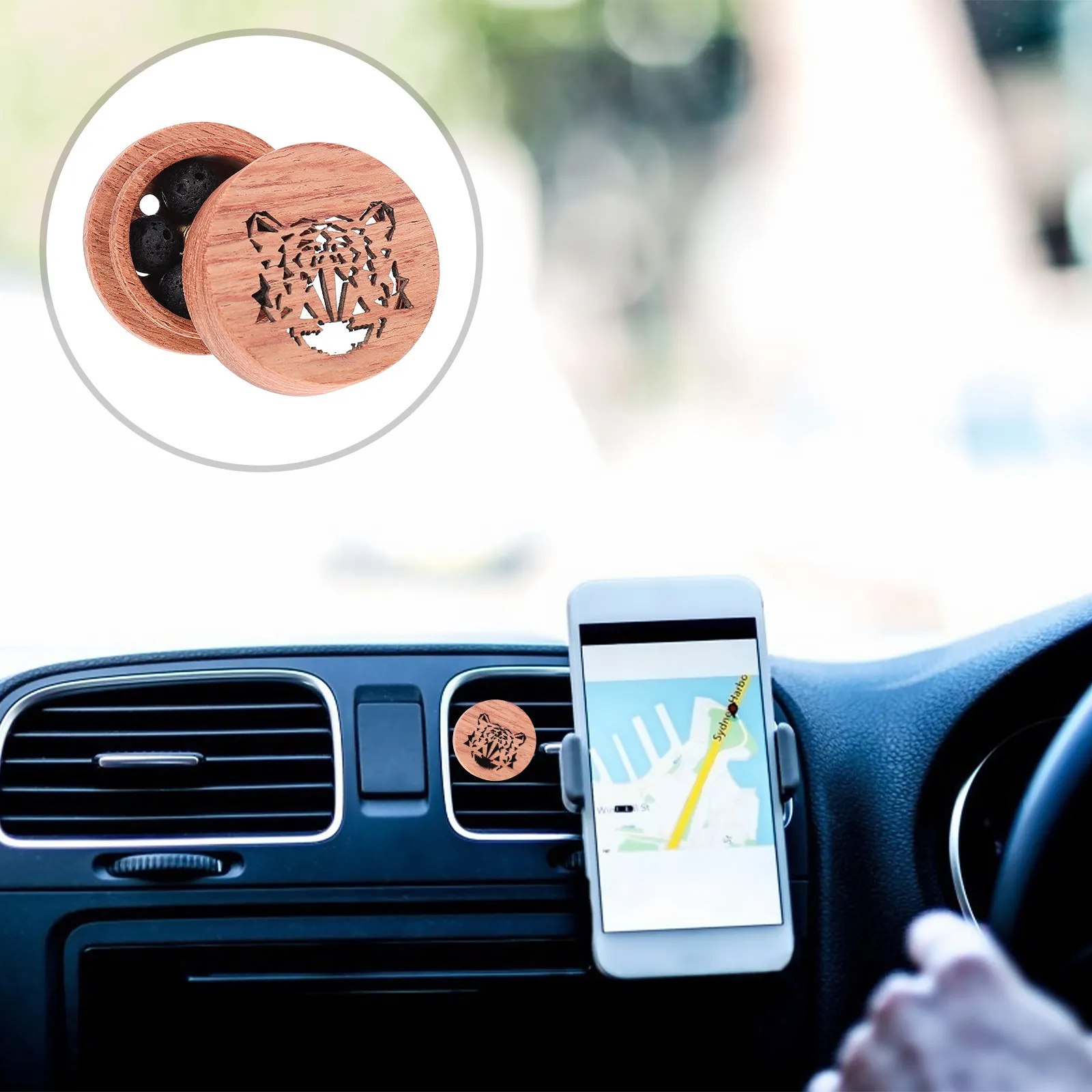 1Pcs Car-Mounted Wooden Essential Oil Diffuser Exquisite Rosewood Perfume Clip Fresh Air Stress Relief Car Interior Decor