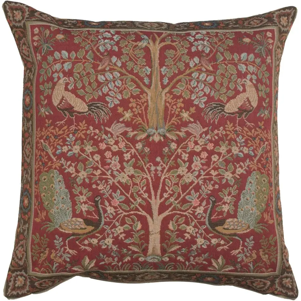 

Red Tree Tapestry Pillow Covers 19x19, French Country Cotton Cushion Covers for Living Room, Bed, or Couch Decor