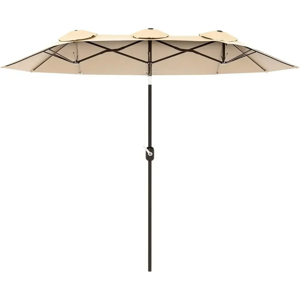 

9.5' Large Double-Sided Outdoor Patio Umbrella with Crank and 12 Ribs for Garden, Deck, Pool