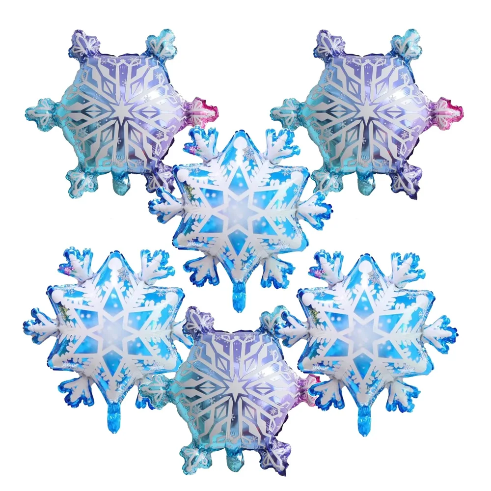 6 قطع من بالونات رقائق الألومنيوم المتدرجة على شكل ندفة الثلج، موضوع الشتاء لتزيين حفلات عيد الميلاد والثلج وعالم الثلج والعام الجديد #1
