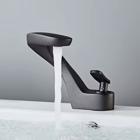 Luxury Bathroom Faucet Curve Single Handle Wash Basin Sink Faucet Hot And Cold Water Sink Mixer Tap Brass Deck Mounted Torneira