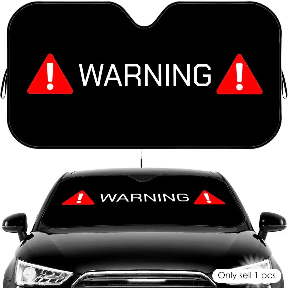 Retro Warning Danger Sun Visor Car Windshield Sun Shade UV Protection Heat Insulation Cover Universal  Sun Protector