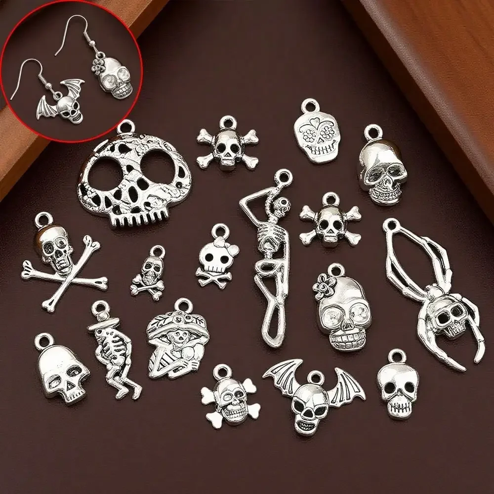 4/13/26pcs Halloween-themed Fun Skull Bat-shaped Pendant, Diy Earrings, Key Chains, and Halloween Gift Decoration Accessories