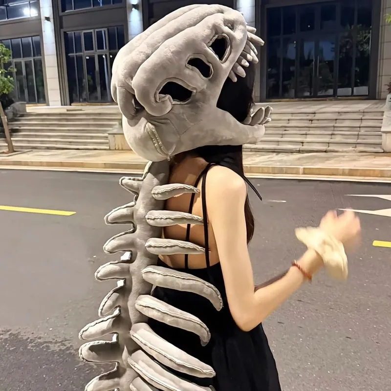 

Hot Selling Chinese Dinosaur Bone Costume Plush Toy Full Body Dino Skeleton Pajamas with Mask Kids Adult Cosplay Role Play Party