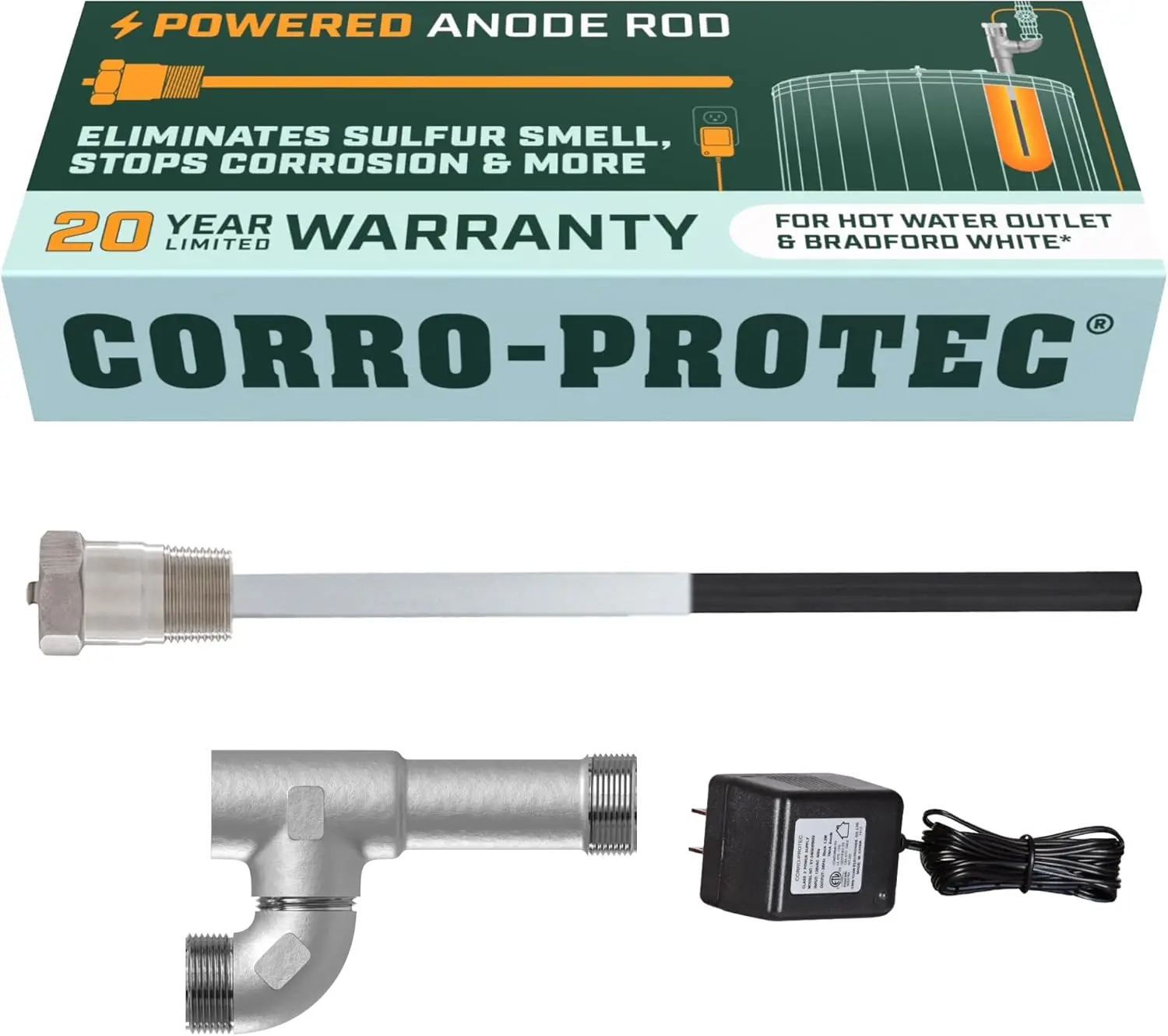 Powered Anode Rod for Bradford White Water Heater and Hot Water Outlet Installation, Eliminates Rotten Egg/Sulfur Smell·Hot Sale